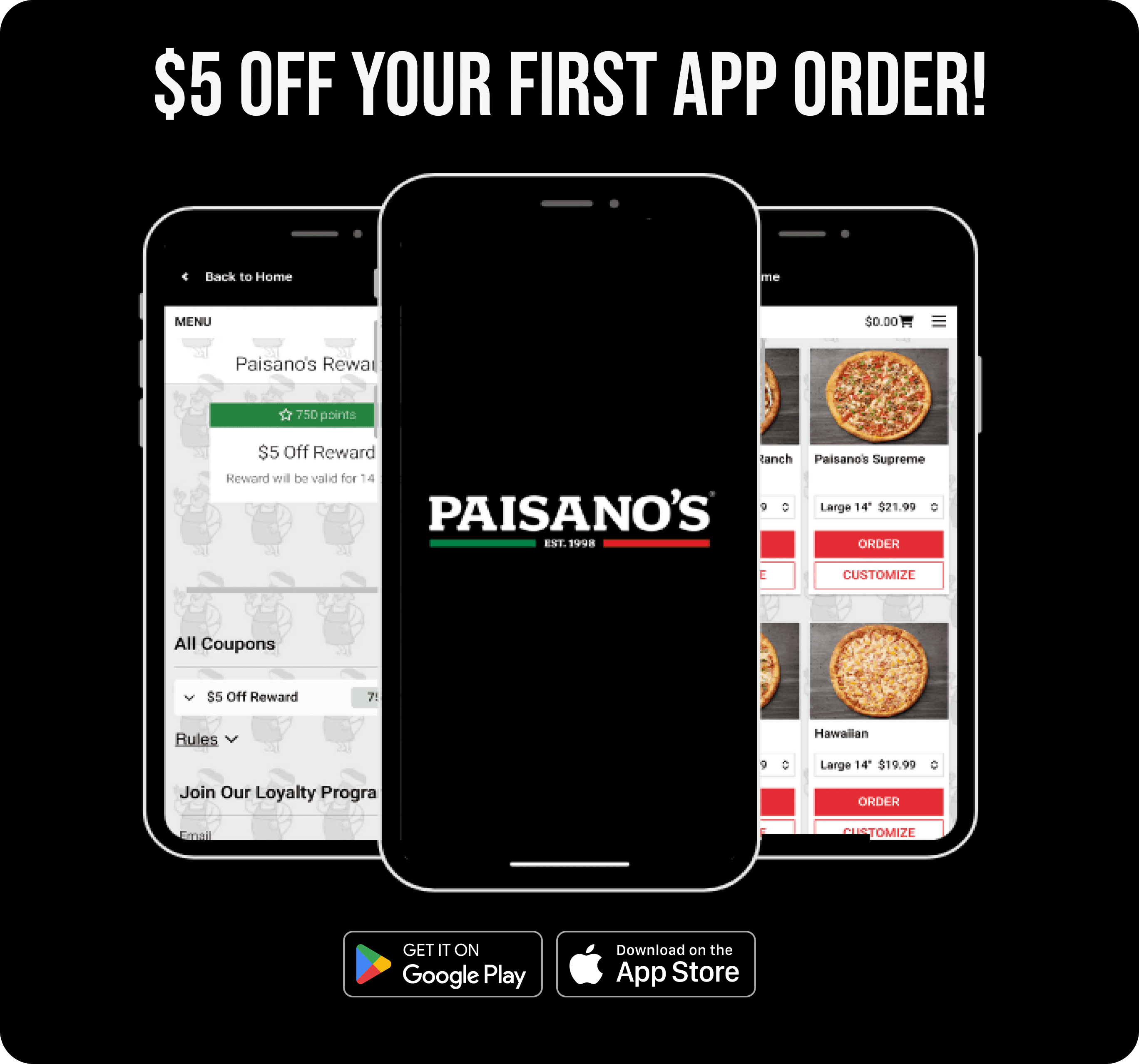 Five dollars off your first app order