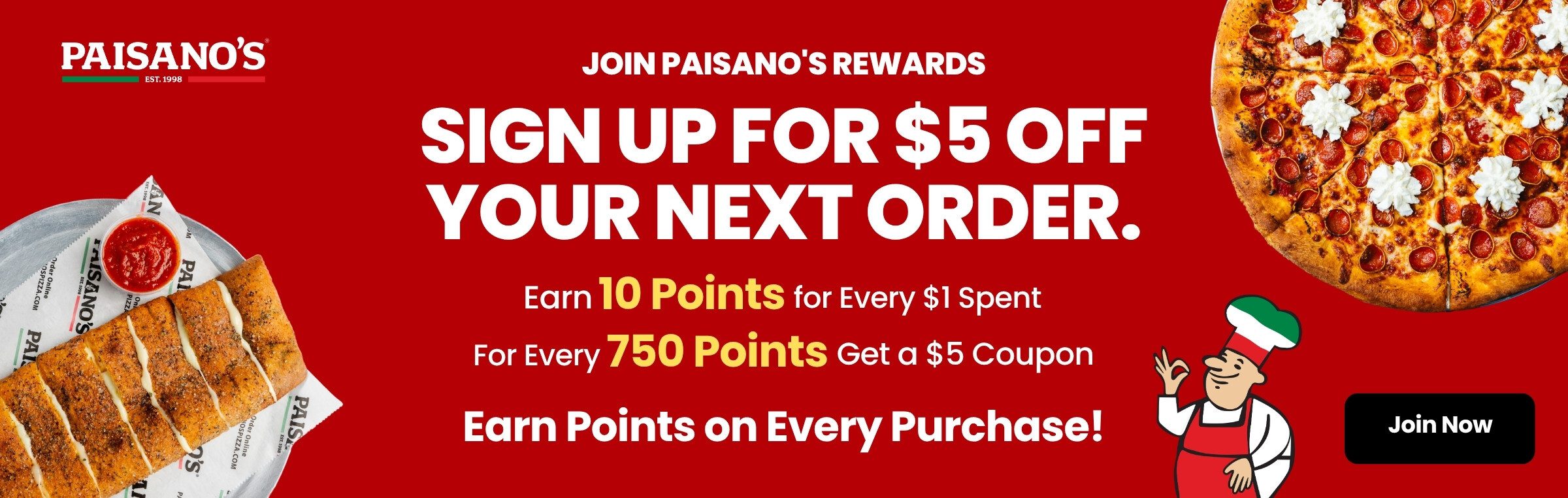 Save some dough, sign up for Paisano's Rewards