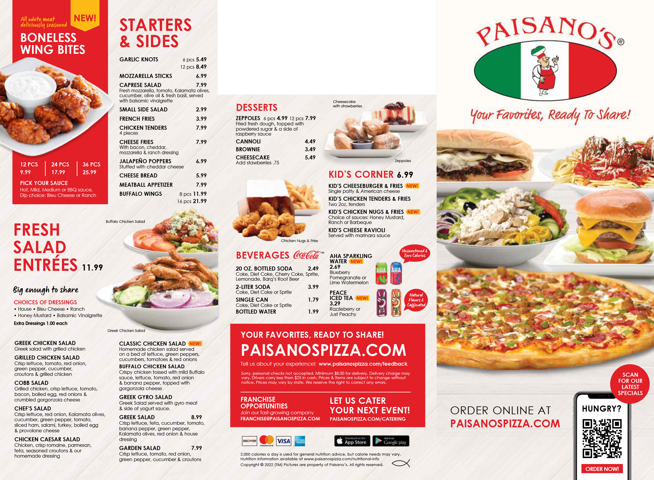 Menu - Welcome Paisano's Pizza Restaurant