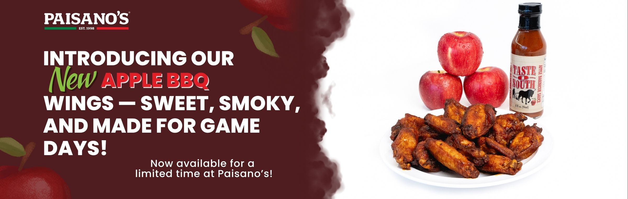 Paisano's Banner - New Apple BBQ Wings